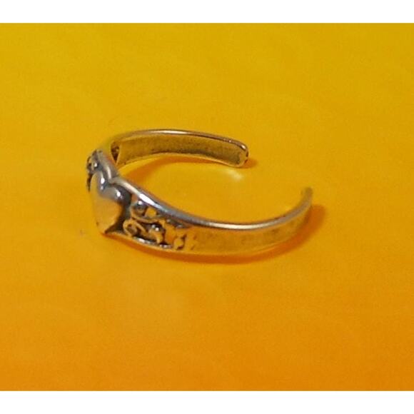 Vintage Sterling Silver Heart Floral Cut-Out Toe Ring Handcrafted New Old Stock - Picture 6 of 7